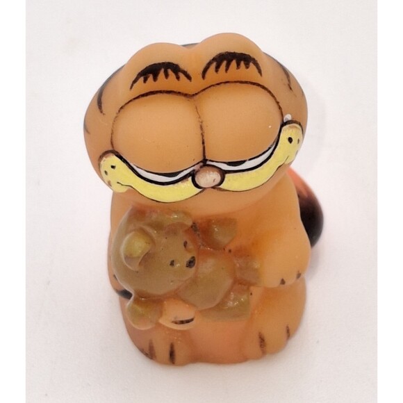 Vintage Garfield Holding Teddy Bear Pooky Rubber Pencil Topper Mini Figure - Picture 12 of 12